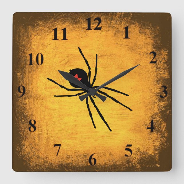 Bedrückte Gold Black Widow Wall Uhr (Vorderseite)