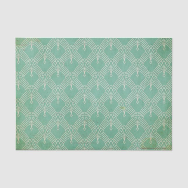 Bedrückte grüne Kunst-Déco Seidenpapier (Vorderseite)