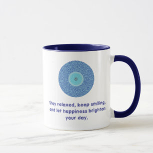 Bedrückte gute Vibes Blue Evil Eye Herz Muster Tasse