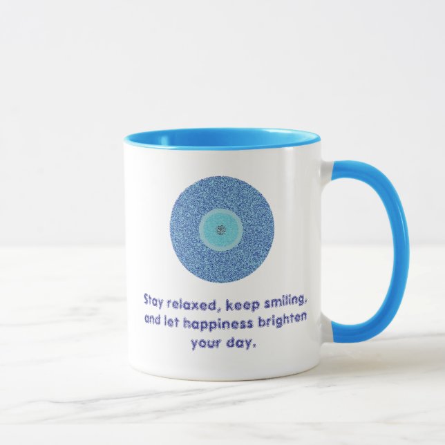 Bedrückte gute Vibes Blue Evil Eye Herz Muster Tasse (Rechts)