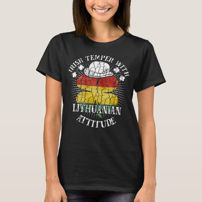 Bedrückte irische Lithunian Attitude Patriotic Sha T-Shirt (Vorderseite)