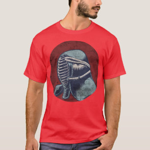 Bedrückte japanische Kendo-Maske aufsteigt Sonne T-Shirt