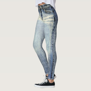 Bedruckte Leggings im Used-Look-Jeans-Style