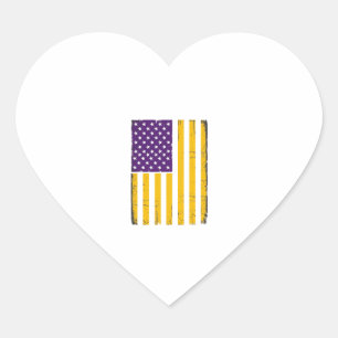 Bedruckte lila und goldene amerikanische Flagge Ve Herz-Aufkleber