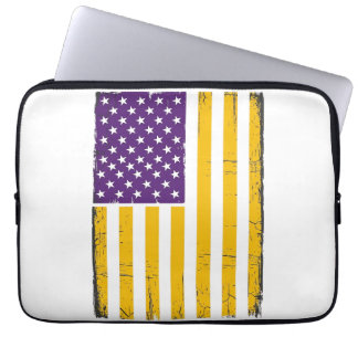 Bedruckte lila und goldene amerikanische Flagge Ve Laptopschutzhülle