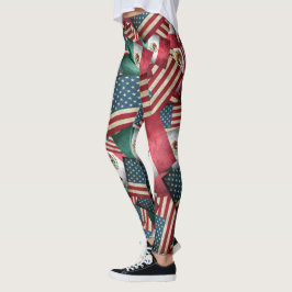 Bedruckte mexikanisch-amerikanische Flaggen - US Leggings