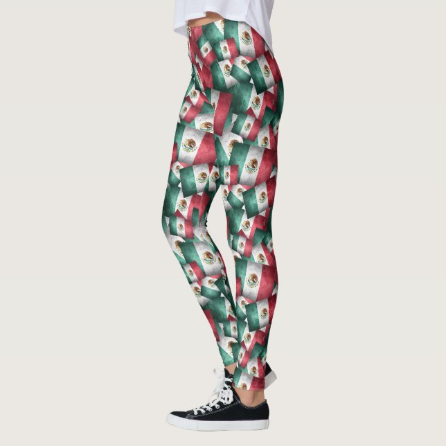 Bedrückte mexikanische Flaggen Leggings (Links)