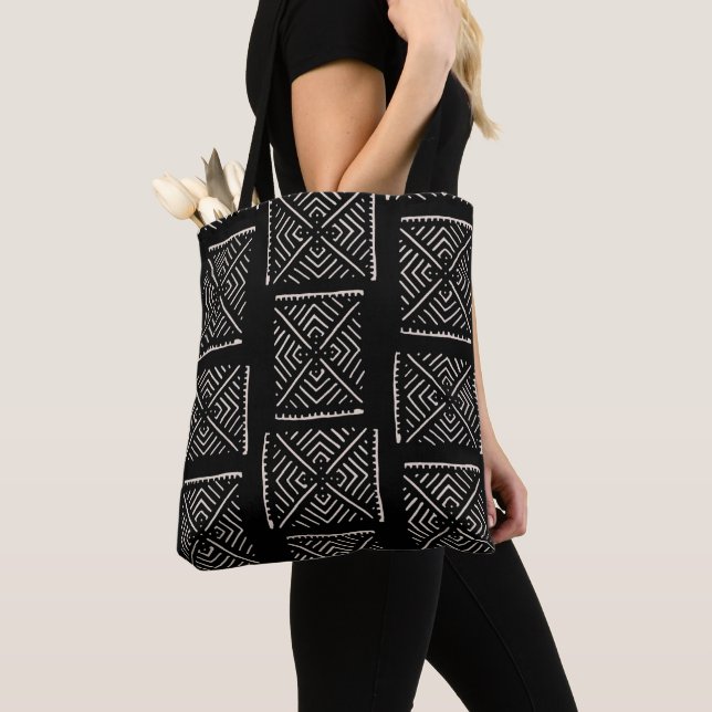Bedruckte Mud Tuch XL Diamonds Black Tote Bag (Von Nahem)