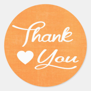 Bedrückte Orange Vielen Dank Herz Sticker / Siegel