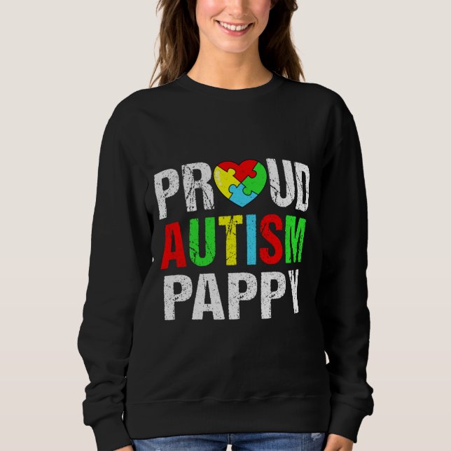 Bedrückte Proud Autismus Pappy Heart Family Matchi Sweatshirt (Vorderseite)