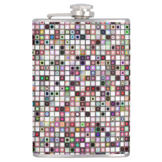 Bedrückte Retro Jewel Tones Mosaik Tiles Muster Flachmann