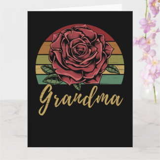 Bedrückte Retro Sunset Rote Rose Oma Karte