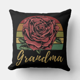Bedrückte Retro Sunset Rote Rose Oma Kissen