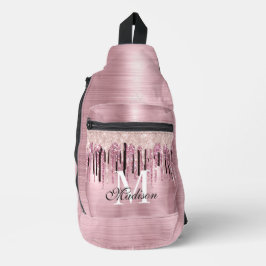 bedruckte Rose Rosa Tropfflogramm Crossbody Bag