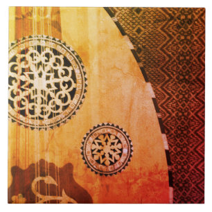 Bedrückte rustikale ägyptische Oud-Lute aus dem Na Fliese