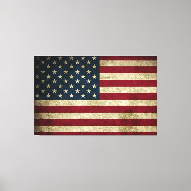 Bedrückte rustikale amerikanische 50-Sterne-Flag-P Leinwanddruck (Vorderseite)