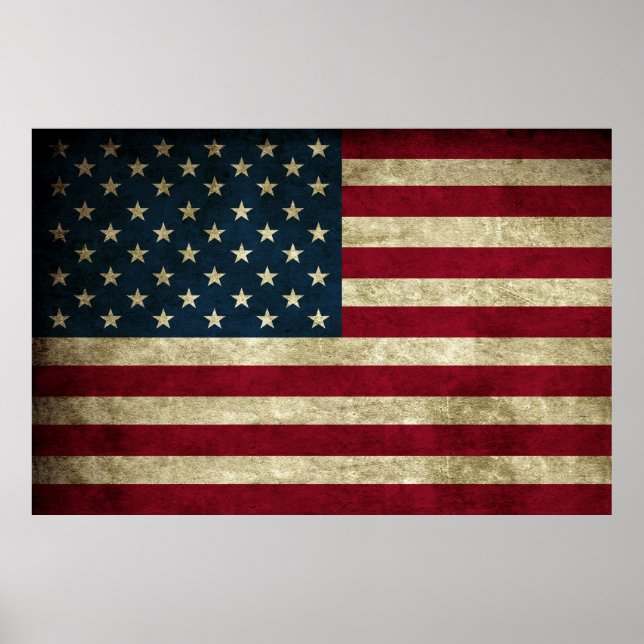 Bedrückte rustikale amerikanische 50-Sterne-Flag-P Poster (Vorne)