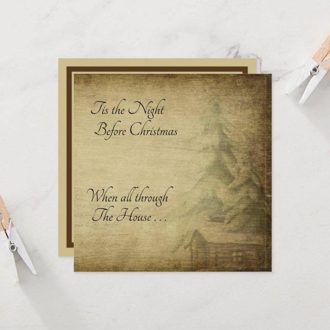 Bedrückte Vintage Nacht vor Weihnachten Karte (Vorderseite/Rückseite Beispiel)