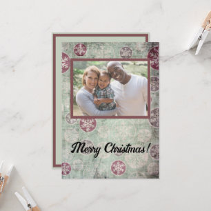 Bedrückte Vintage Ornament Frohe Weihnachten Foto Karte