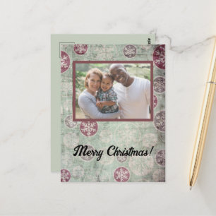 Bedrückte Vintage Ornament Frohe Weihnachten Foto Postkarte