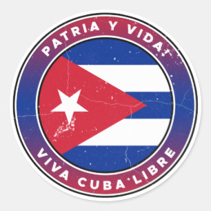Bedrückte Vintage Patria y Vida Viva Cuba Libre Runder Aufkleber