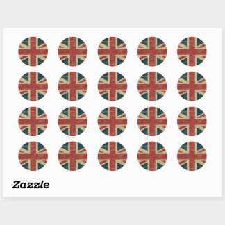 Bedruckte vintage Union Jack-Flagge Runder Aufkleber