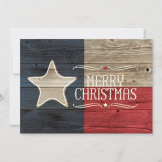 Bedrückte Weihnachtskarte aus Holz Texas Flag Feiertagskarte