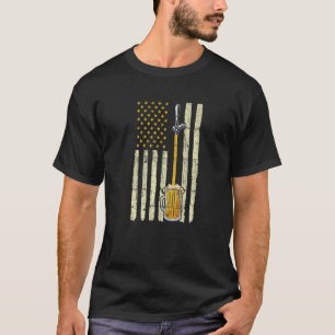 Bedrückter amerikanischer Flaggenbär Steche Humore T-Shirt