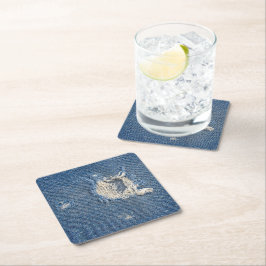 Bedruckter blauer Denimstoff Rechteckiger Pappuntersetzer