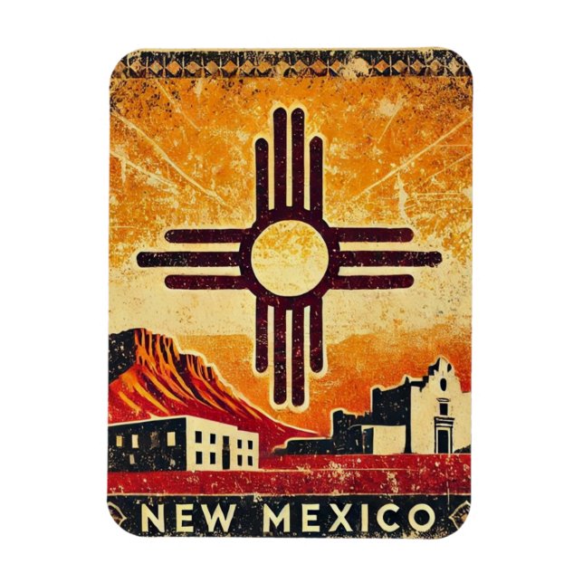 Bedrückter Grunge New Mexico Magnet (Vertikal)