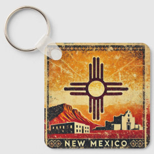 Bedrückter Grunge New Mexico Schlüsselanhänger