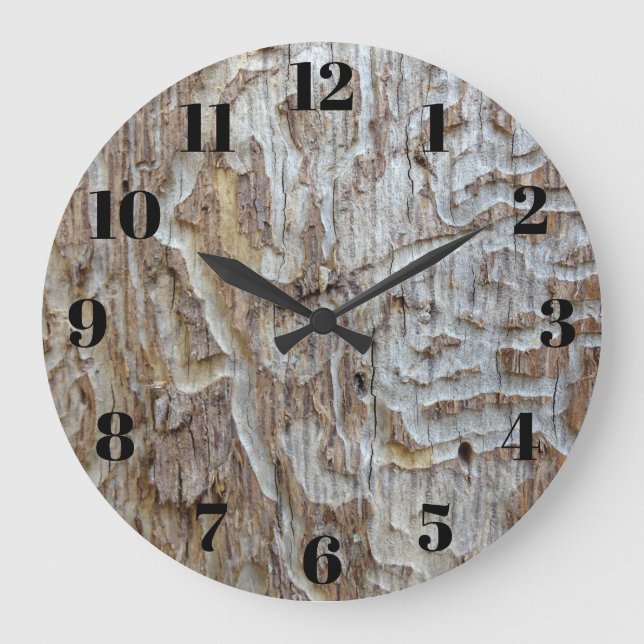 Bedrückter Holzausblick Große Wanduhr (Vorderseite)