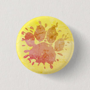 Bedrückter Paint Spritzer Dog Paw Print Button