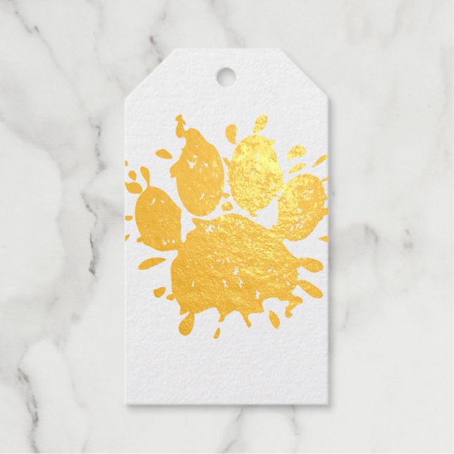 Bedrückter Paint Spritzer Dog Paw Print Geschenkanhänger (Vorderseite)