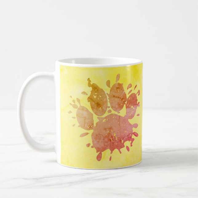 Bedrückter Paint Spritzer Dog Paw Print Kaffeetasse (Links)