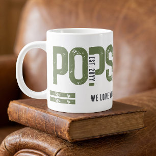 Bedruckter Pops Tasse Grün Grau Jahr