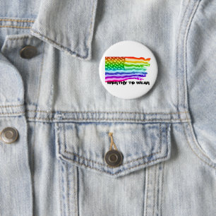 Bedrückter Regenbogen der US-Fahne - es lohnt sich Button