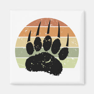 Bedruckter Schwarzer Bärenpfoten-Retro-Sonnenunter Magnet