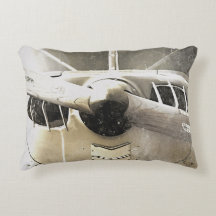Bedruckter Vintage-Biplan-Beige-Baumwollstoff
