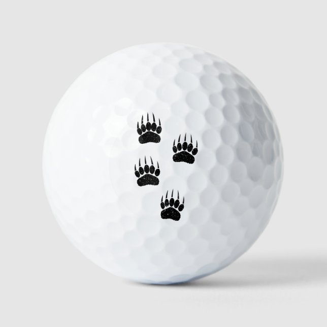Bedrücktes altes Papier drucken schwarze Bärenpaws Golfball (Vorderseite)