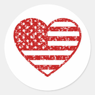 Bedrücktes amerikanisches Flaggenherz Runder Aufkleber