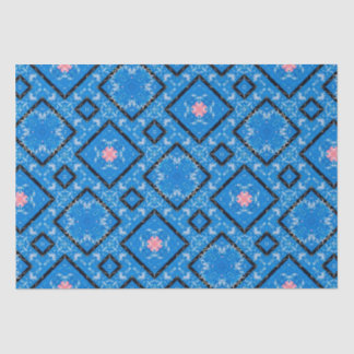 Bedrücktes blaues schwarz rosa Diamantzettel Seidenpapier