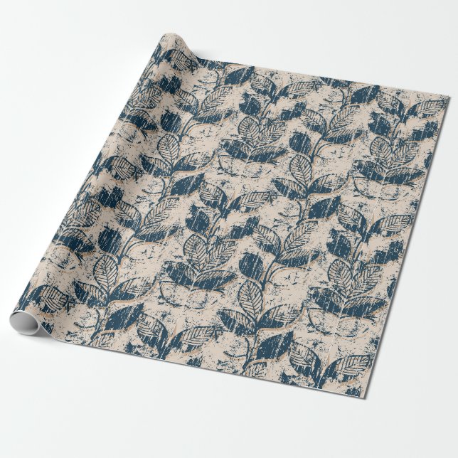 Bedrucktes Blumenmuster mit Abnutzungseffekt Geschenkpapier (Ungerollt)