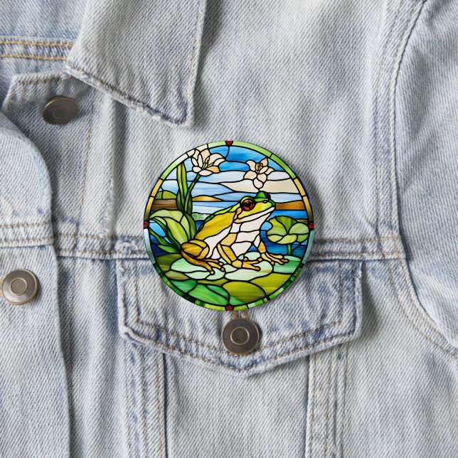 Bedrucktes Frosch-Glas-Design Button (Beispiel)