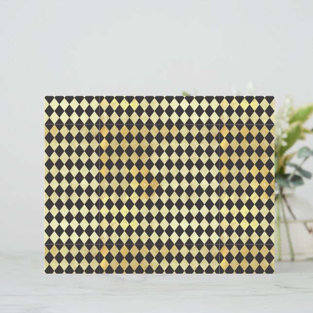 Bedrücktes Gold & Black Harlequin Scrapbook Paper (Stehend Vorderseite)