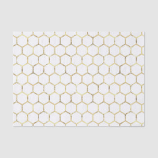Bedrücktes Gold Foil Honeycomb Muster auf Weiß Seidenpapier