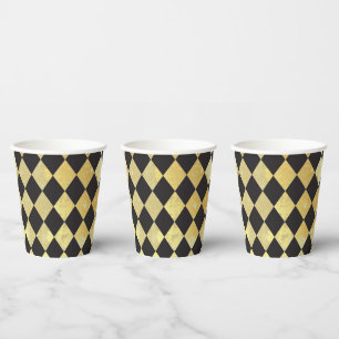 Bedrücktes Gold und Vintages Harlequin Pappbecher