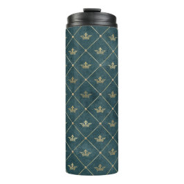Bedrücktes Grunge Gold Crown Lattice Muster Thermosbecher