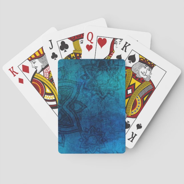 Bedrücktes, hellblaues Mandala-Muster Spielkarten (Rückseite)