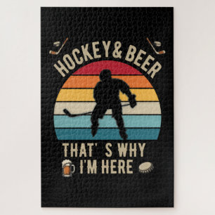 Bedrücktes Hockey und Bier Wortspiel Hockey Puzzle